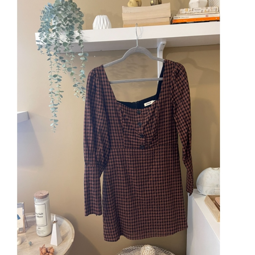 Essue Plaid Milkmaid Dress - Picture 2 of 4